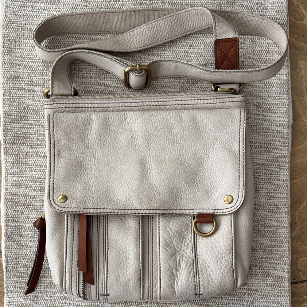 Fossil Cream and Brown Crossbody Bag